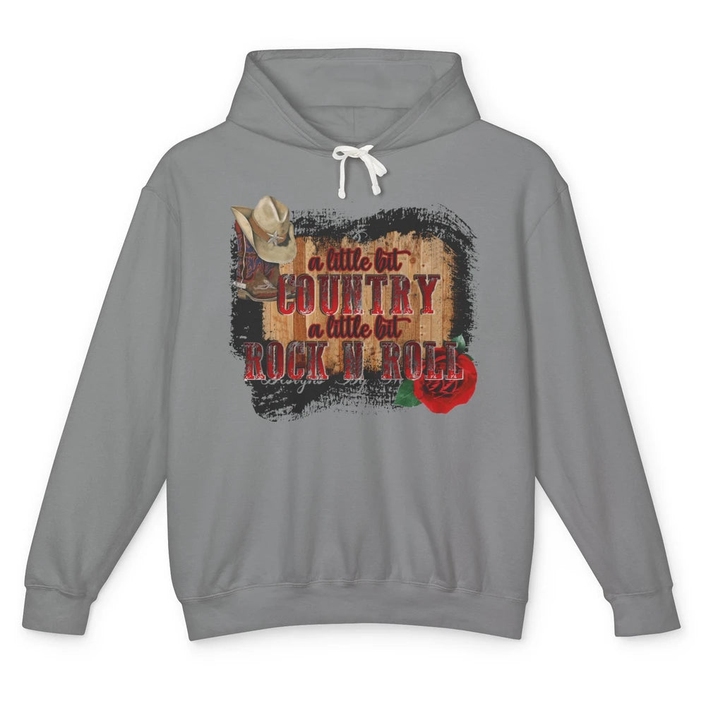 Cowboy Boots Hat A Little Country Little Rock N Roll Western Unisex Lightweight Hoodie