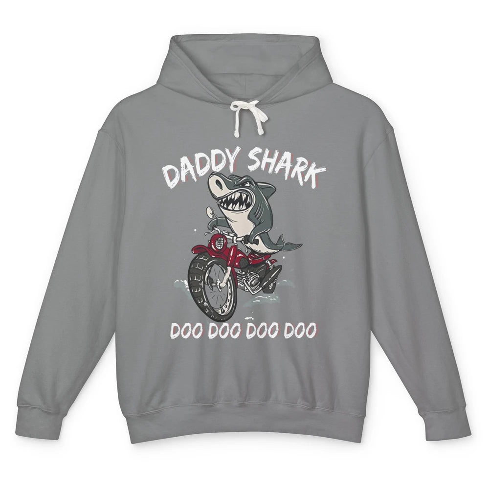 Mens Daddy Shark Motorcycle Funny Biker Dad Fathers Day Gift Unisex Lightweight Hoodie