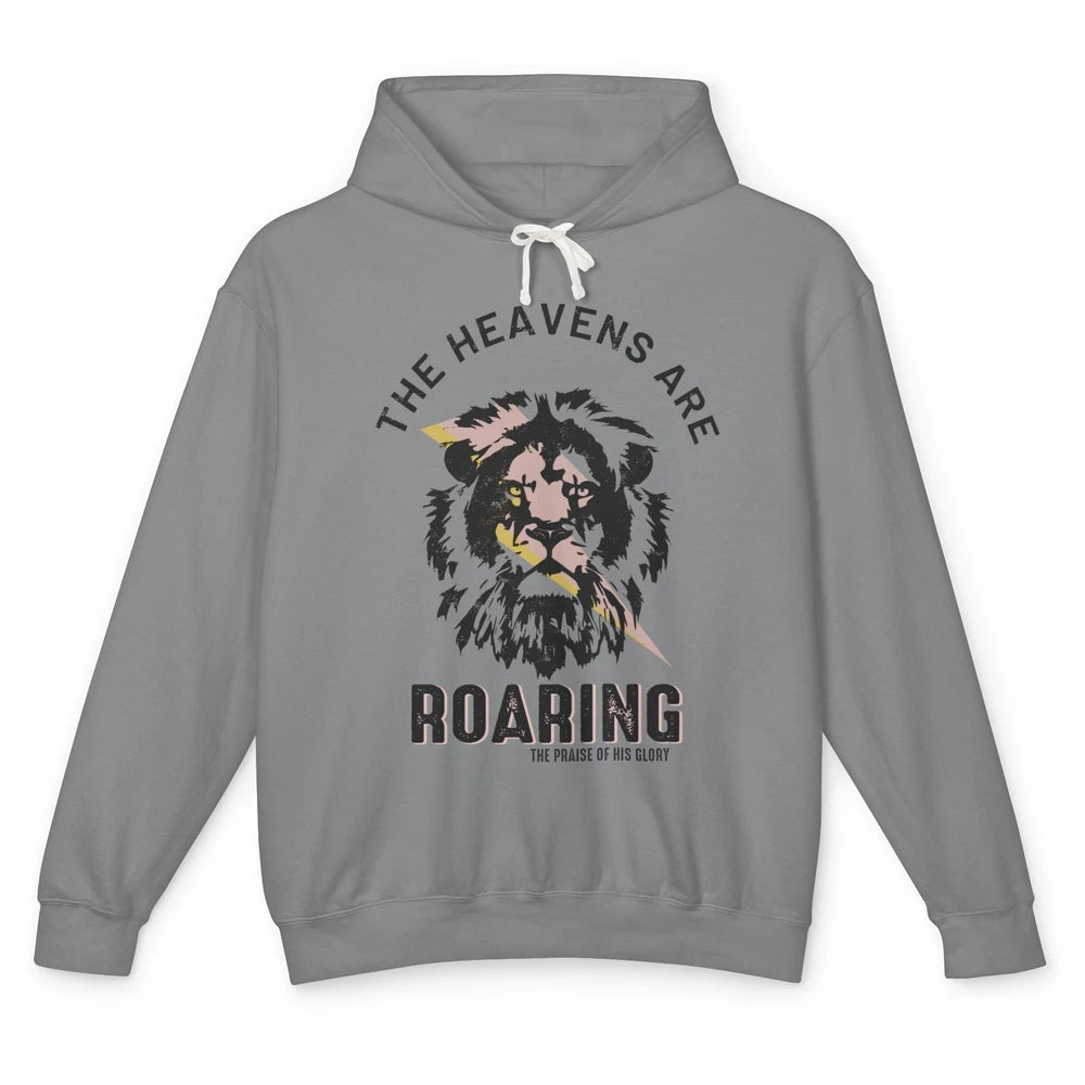 Lion Lightning Bolt Heavens Are Roaring Christian Catholic Unisex Lightweight Hoodie