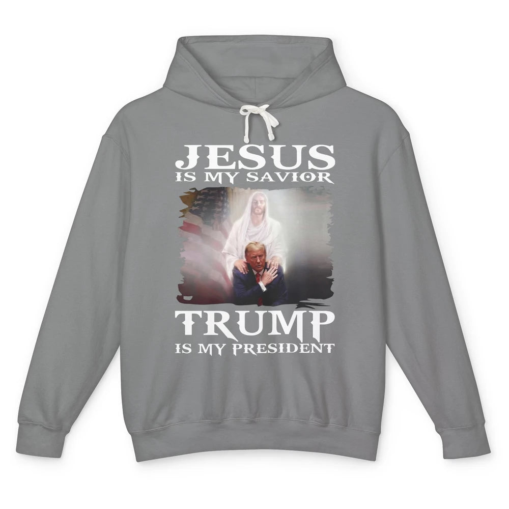 Jesus Is My Savior Trump Is My President Trump Republican Unisex Lightweight Hoodie