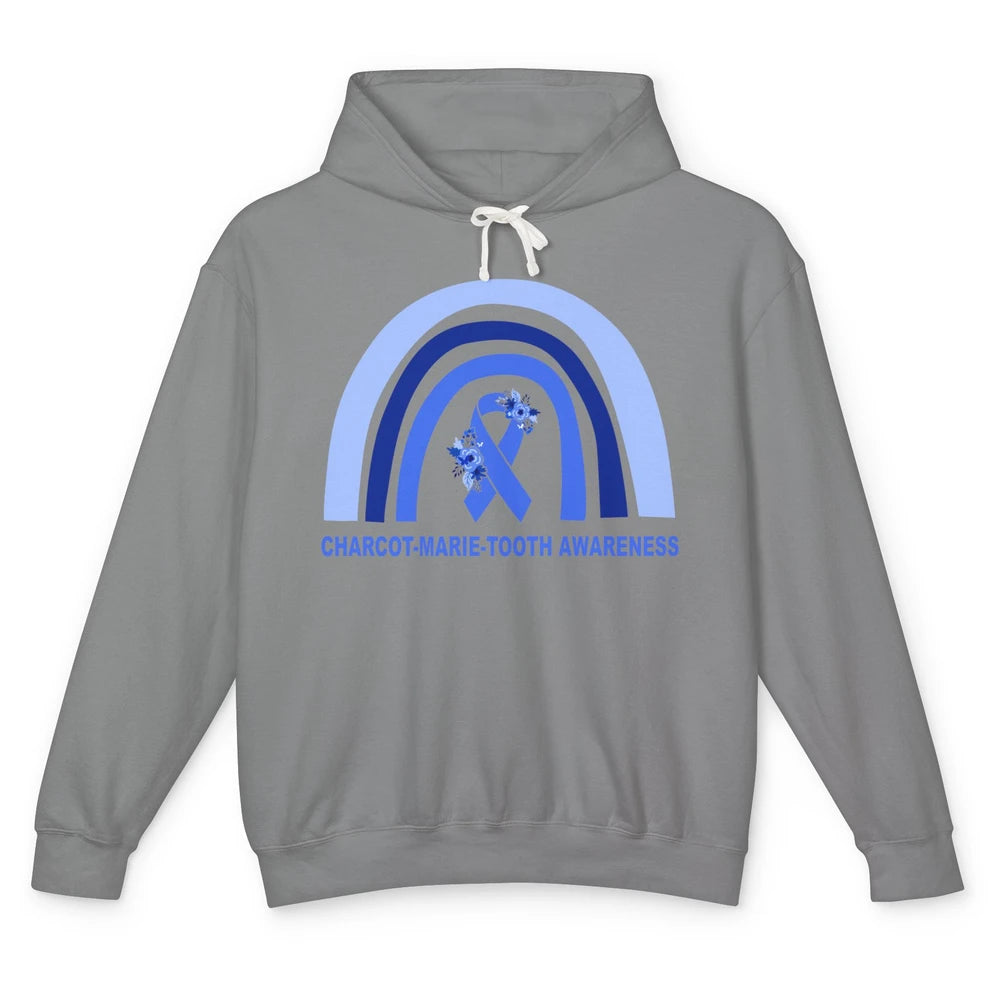 Charcot-marie-tooth Disease Awareness Floral Blue Rainbow Unisex Lightweight Hoodie