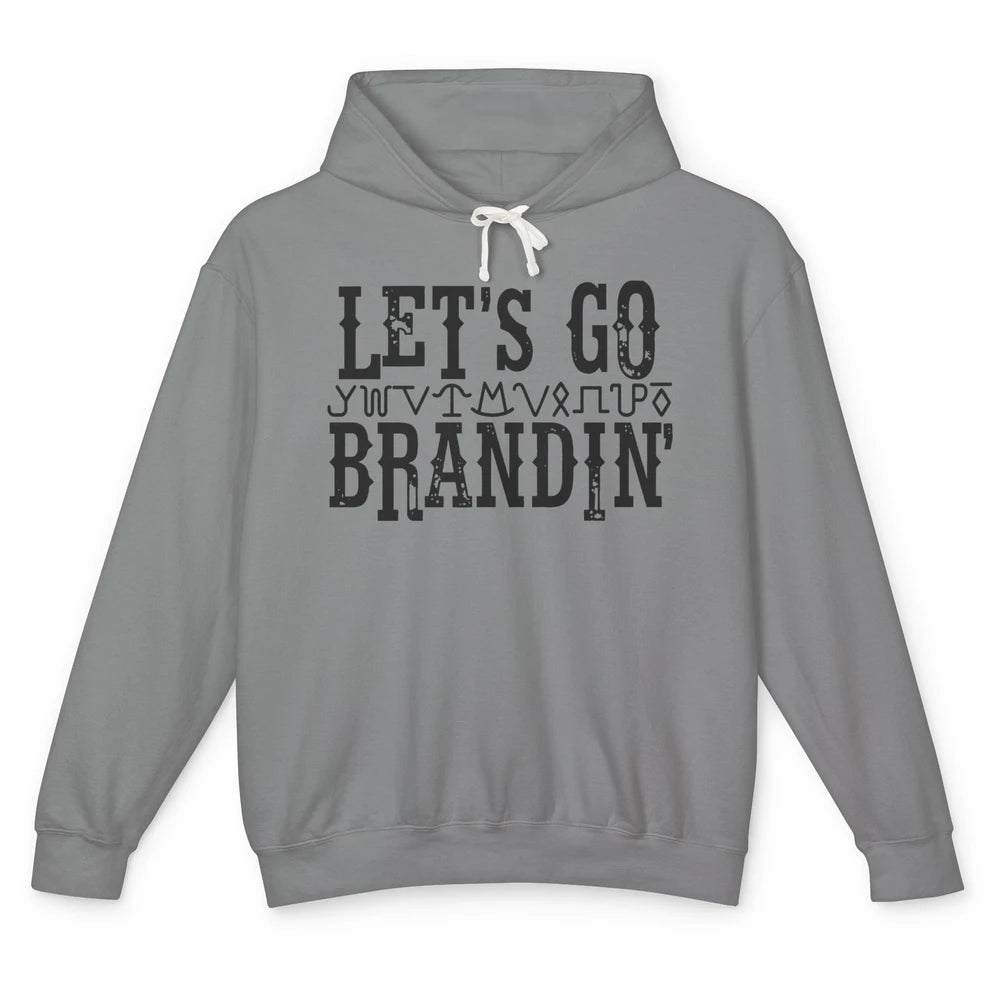 Vintage Cowboy Hat Let's Go Brandin' Western Country Symbols Unisex Lightweight Hoodie