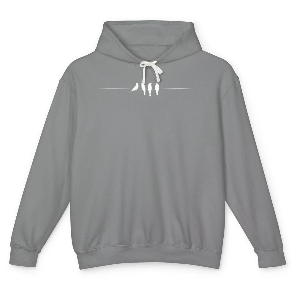 Birds On Wire Nature Minimalist Birds Lovers Ornithologist Unisex Lightweight Hoodie