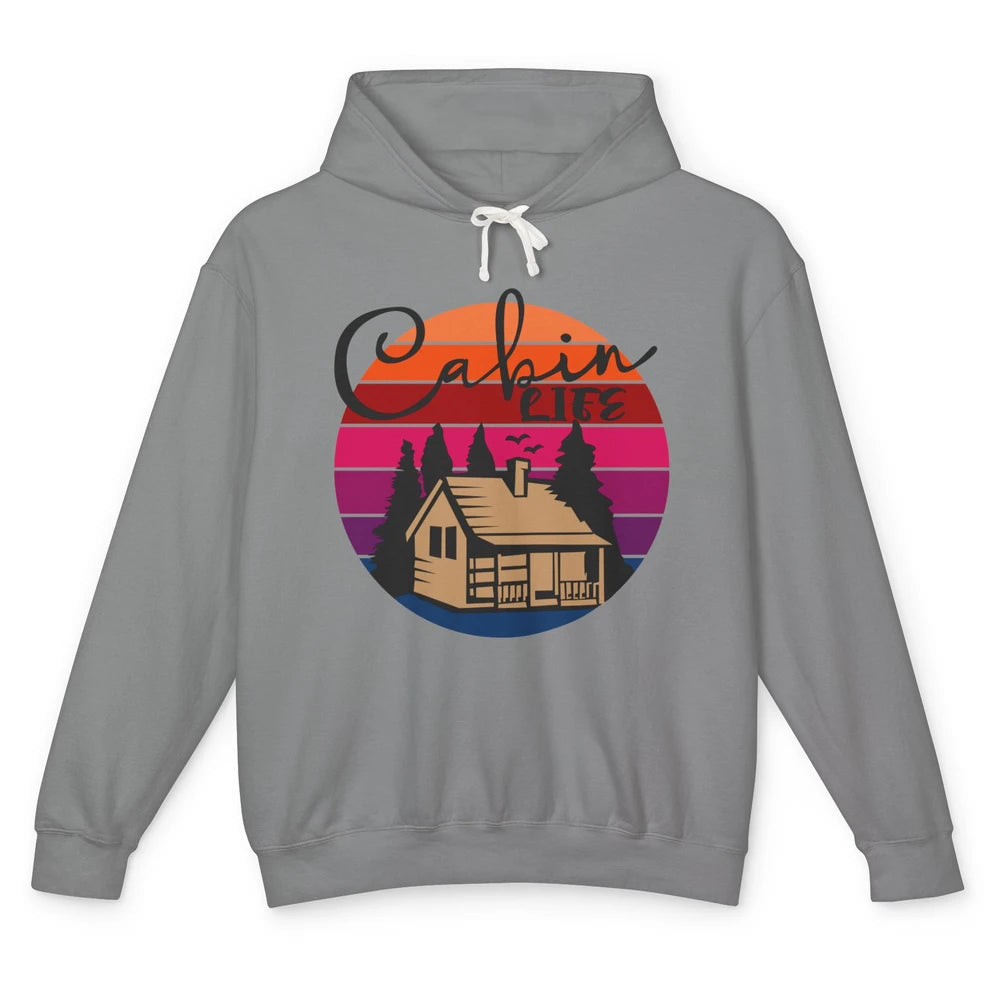 Cabin Life Vintage Cabin Camping Northern Lakes Outdoor Life Unisex Lightweight Hoodie