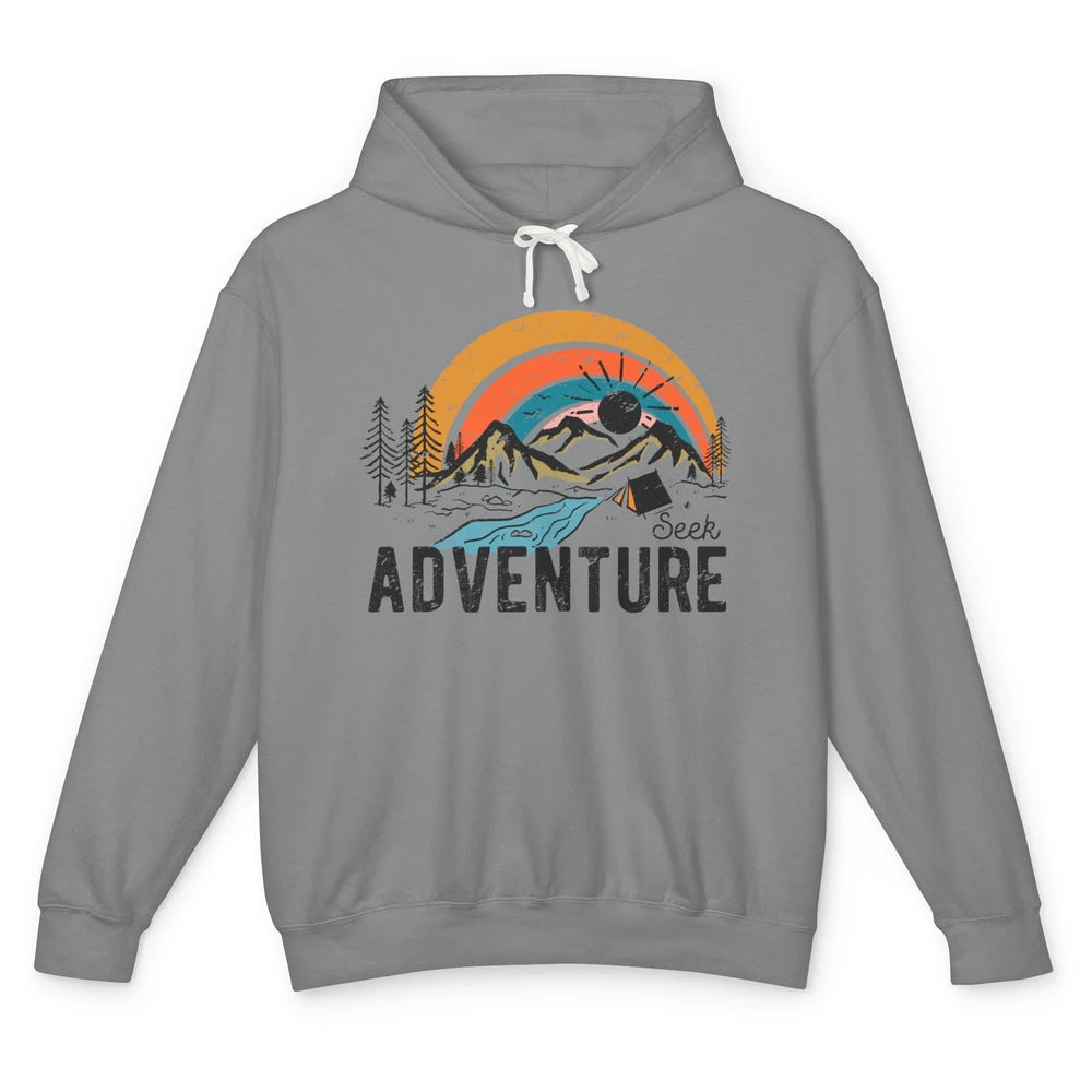 Vintage Mountain Sunrise Seek Adventure Camping Hiking Lover Unisex Lightweight Hoodie