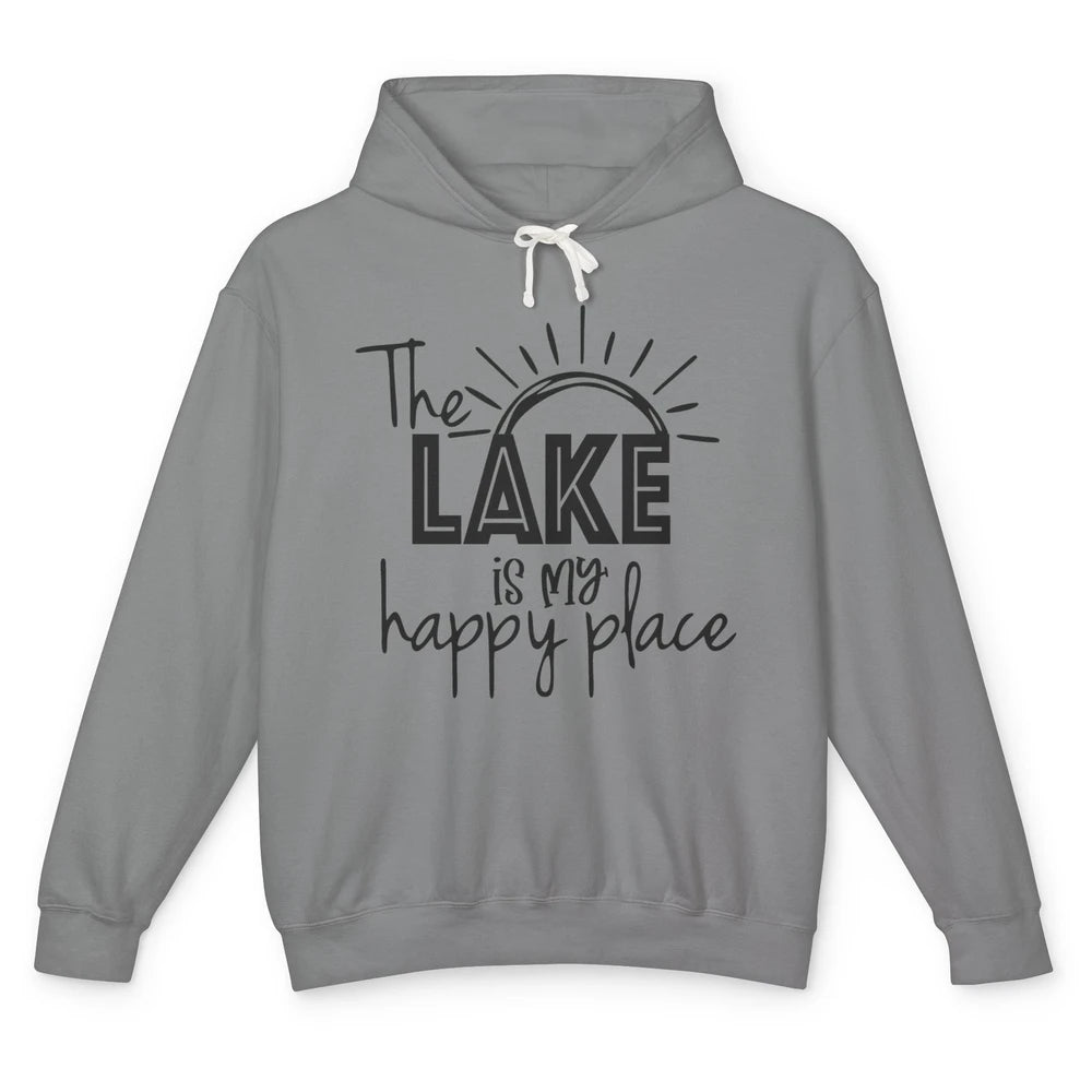 The Lake Is My Happy Place Summer Sunrays Lake Days Kayaking Unisex Lightweight Hoodie