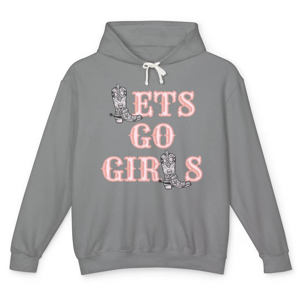 Cool Lets Go Girl Cowgirl Cowboy Boots Western Vintage Rodeo Unisex Lightweight Hoodie