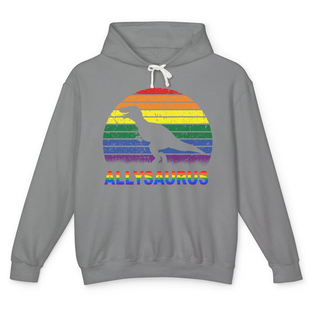 Vintage Allysaurus T-rex Dinosaur LGBT Gay Pride Month Unisex Lightweight Hoodie