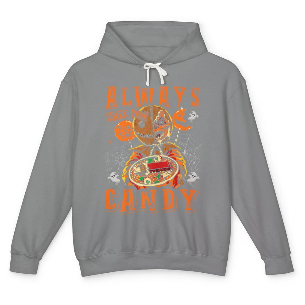 Always Check Your Candy Trick Treat Pumpkin Spooky Halloween Unisex Lightweight Hoodie