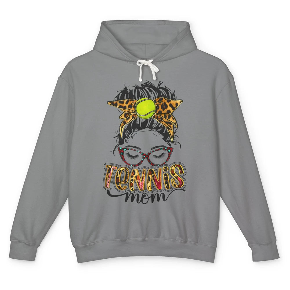 Tennis Mom Leopard Messy Bun Tennis Lady Tennis Players Gift Unisex Lightweight Hoodie