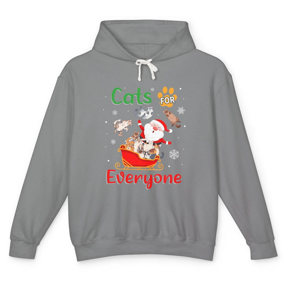 Merry Christmas Cats For Everybody Reindeer Xmas Santa Claus Unisex Lightweight Hoodie