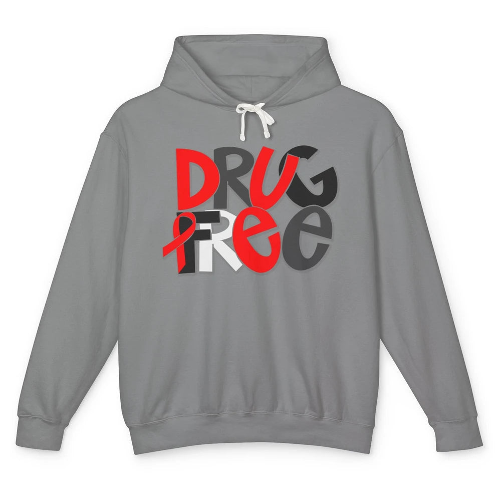 Red Ribbon Week Awareness Drug Free No Drug Red Ribbon Gift Unisex Lightweight Hoodie