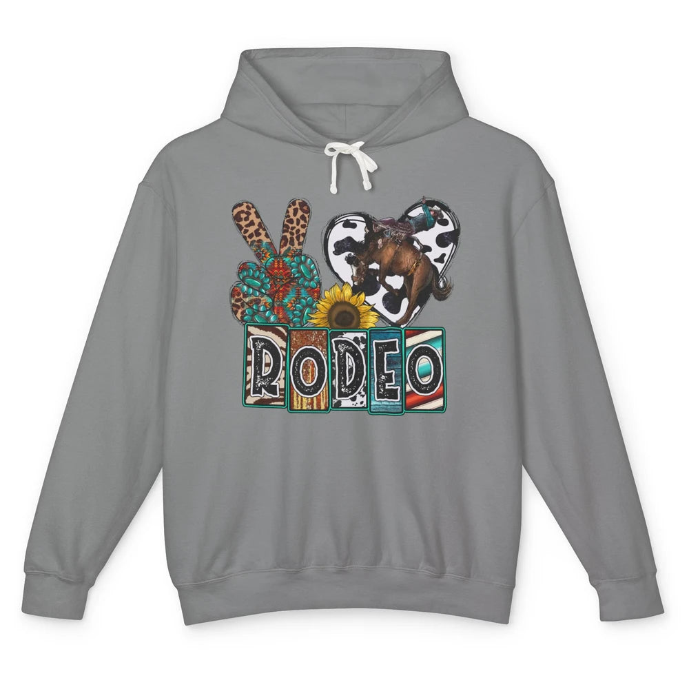 Sunflower Leopard Peace Love Rodeo Cowboy Western Country Unisex Lightweight Hoodie