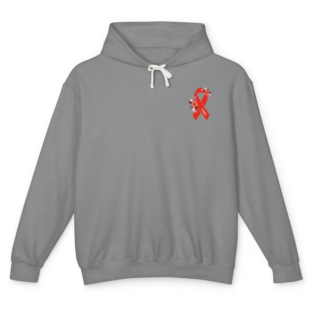 Von Willebrand Disease Awareness VWD Floral Red Ribbon Unisex Lightweight Hoodie