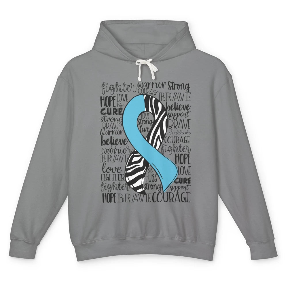 Hereditary Angioedema Awareness Zebra Blue Ribbon Hope Love Unisex Lightweight Hoodie