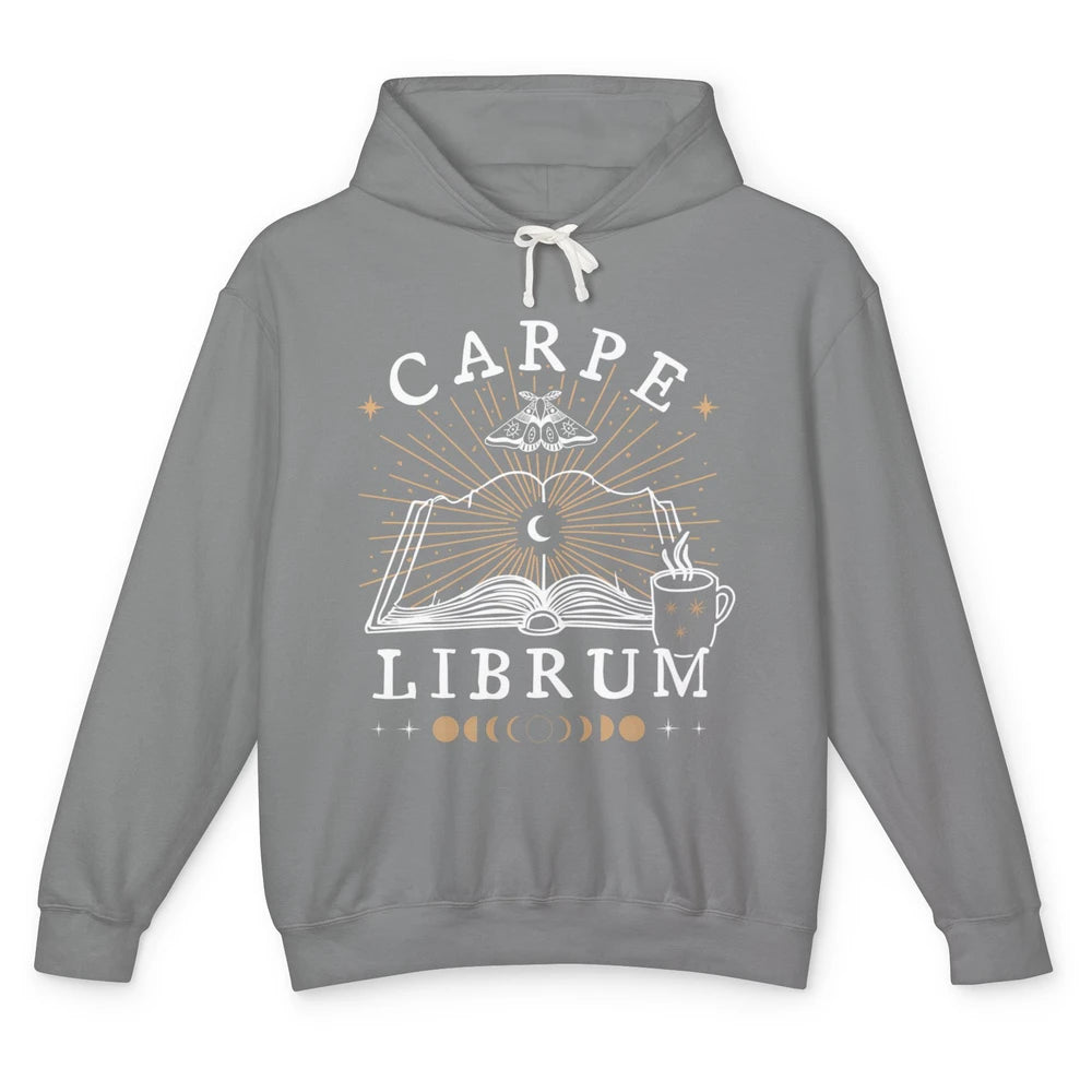 Carpe Librum Dark Academia Aesthetic Moth Book Witchy Gothic Unisex Lightweight Hoodie