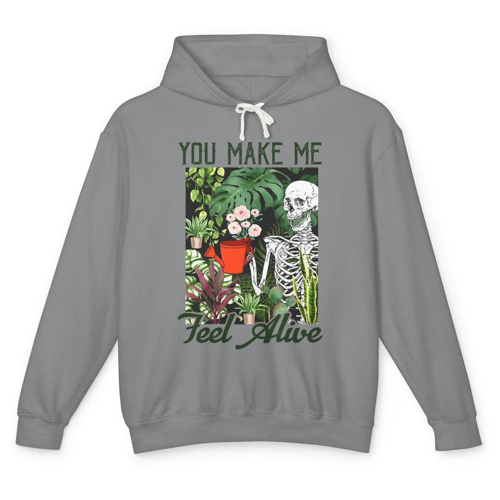 Make Me Feel Alive Skeleton Plant Flower Botanical Garden Unisex Lightweight Hoodie