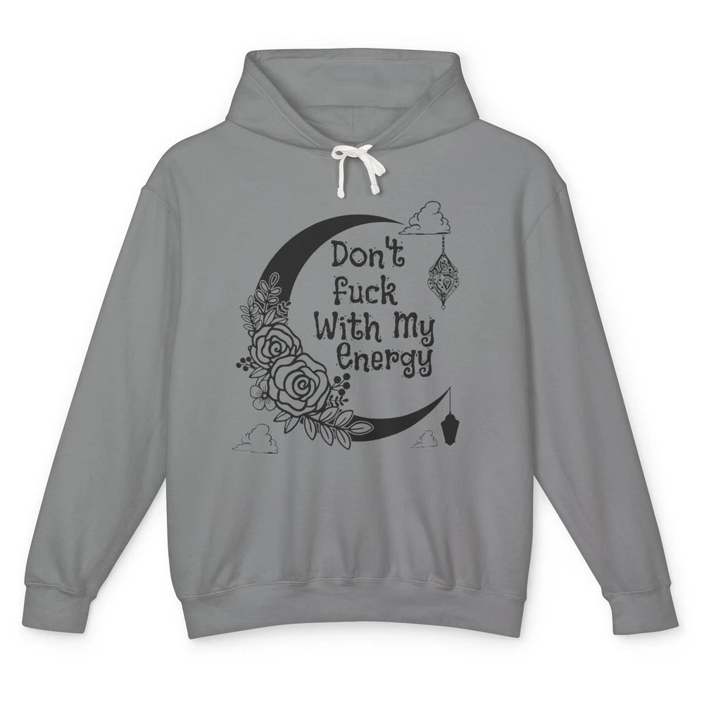 Retro Moon Witchy Don't Mess With My Energy Halloween Witch Unisex Lightweight Hoodie