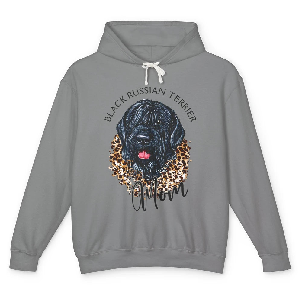 Black Russian Terrier Dog Mom Black Russian Terrier Leopard Unisex Lightweight Hoodie