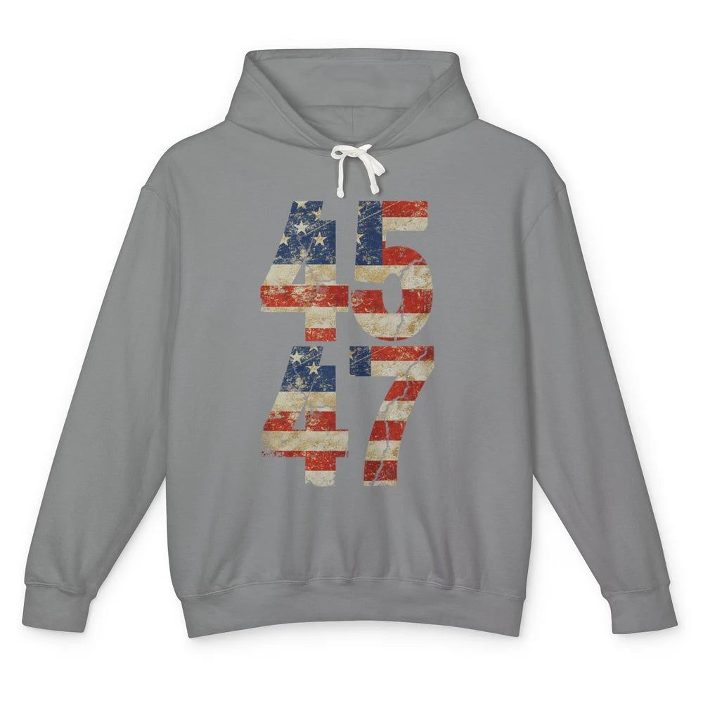 Retro 45 47 Vote Donald Trump Save America Again Republican Unisex Lightweight Hoodie