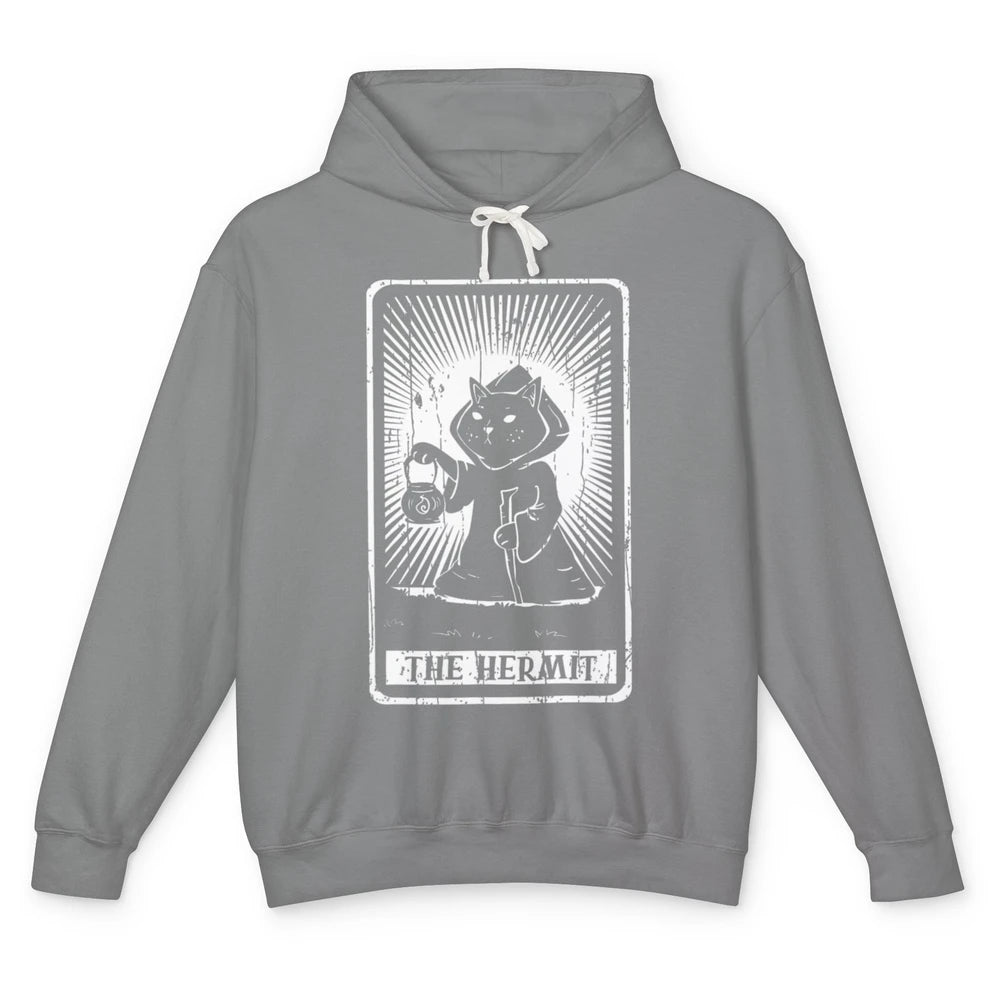 Crescent The Hermit Cat Goblincore Tarot Card Death Gothic Unisex Lightweight Hoodie