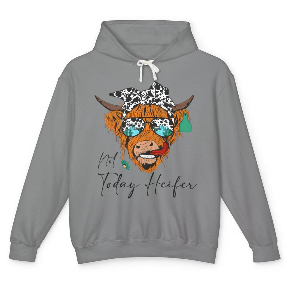 Desert Highland Cow Sunglasses Not Today Heifer Cow Lovers Unisex Lightweight Hoodie