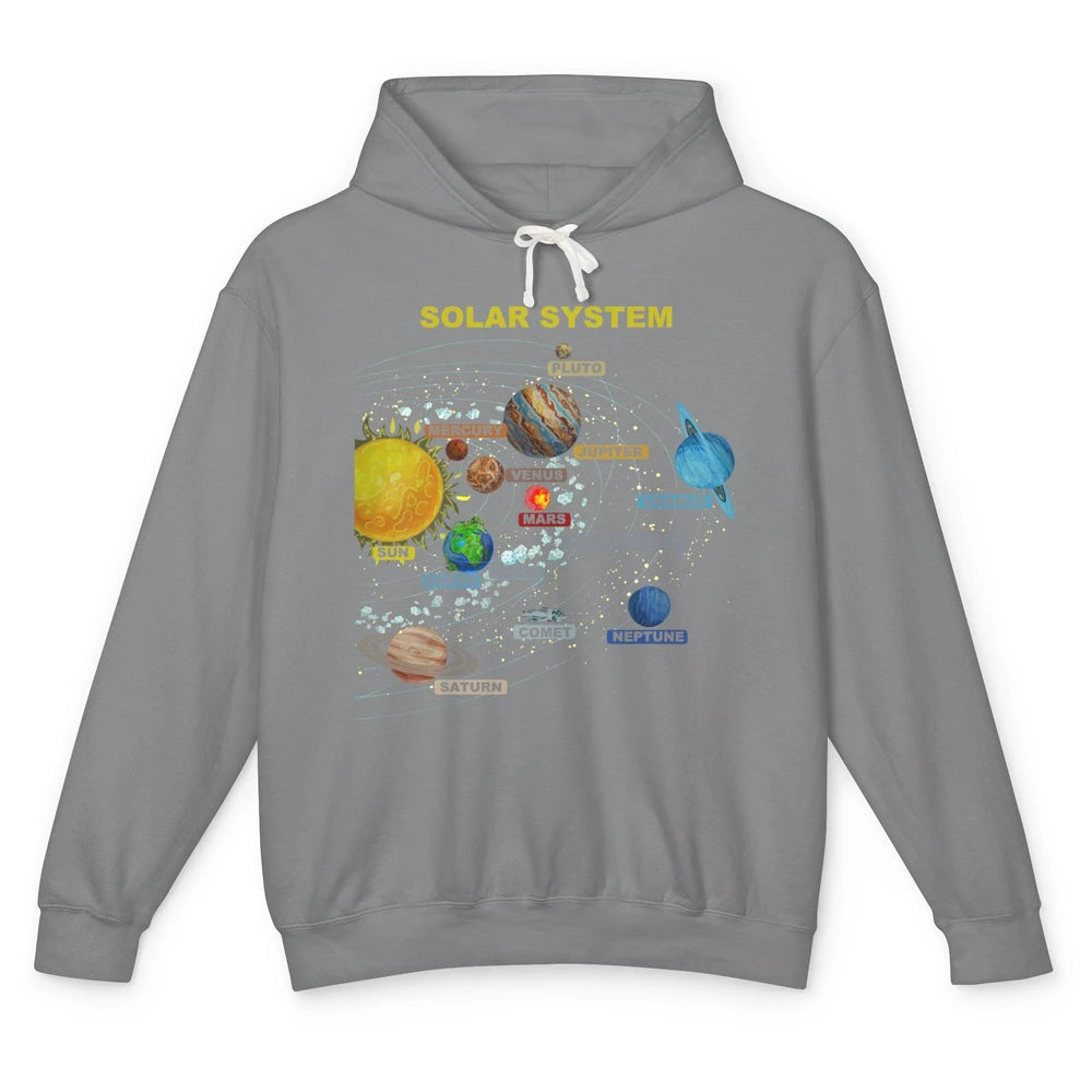 Solar System Graphic Planets Space Education Astronaut Gift Unisex Lightweight Hoodie