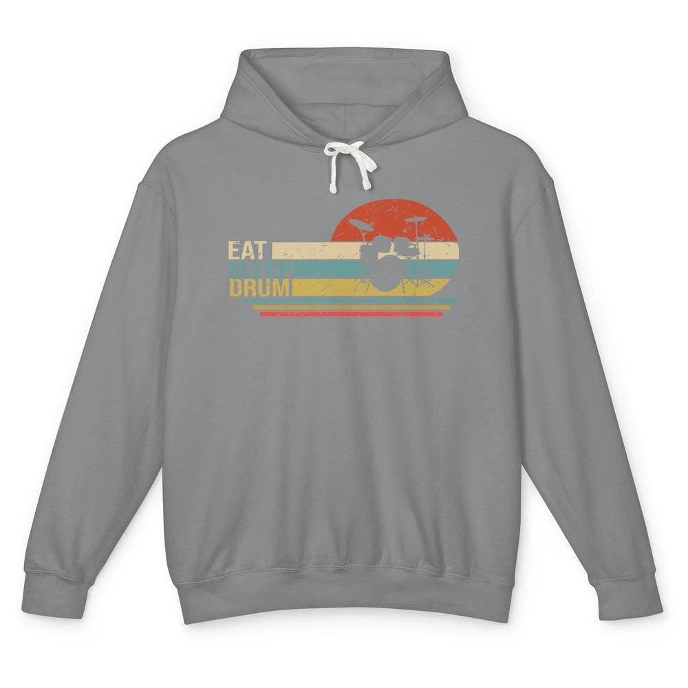 Vintage Drummer Eat Sleep Drum Musician Drumming Lovers Unisex Lightweight Hoodie