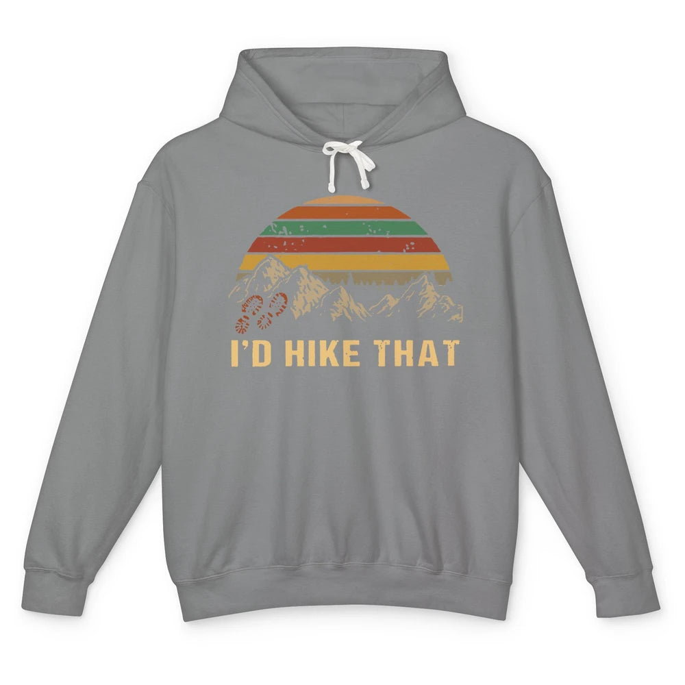 Vintage Mountain Hiking Boots I'd Hike That Adventure Hikers Unisex Lightweight Hoodie