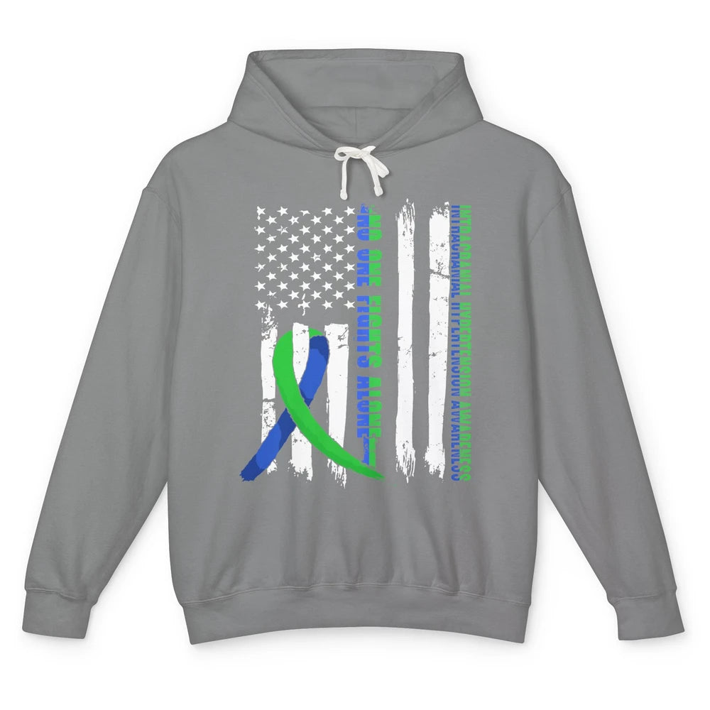 Intracranial Hypertension Ribbon No One Fight Alone US Flag Unisex Lightweight Hoodie