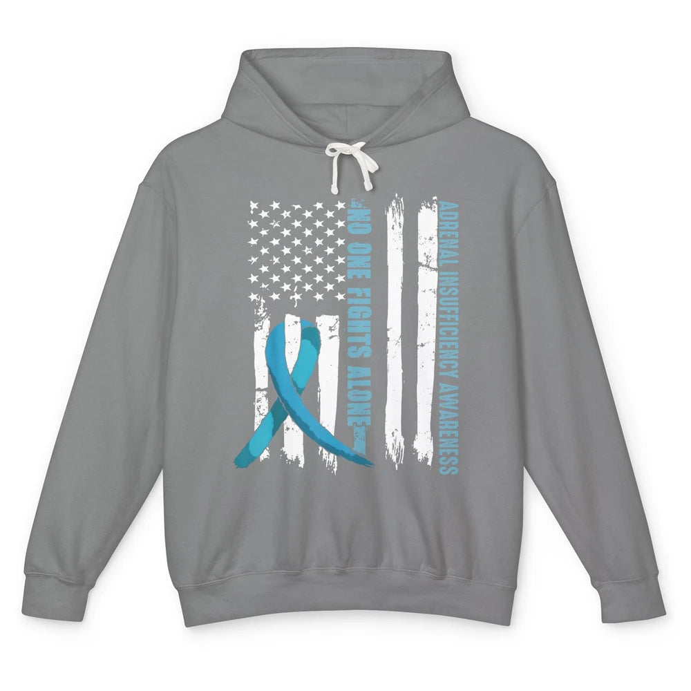 Adrenal Insufficiency Awareness No One Fight Alone US Flag Unisex Lightweight Hoodie