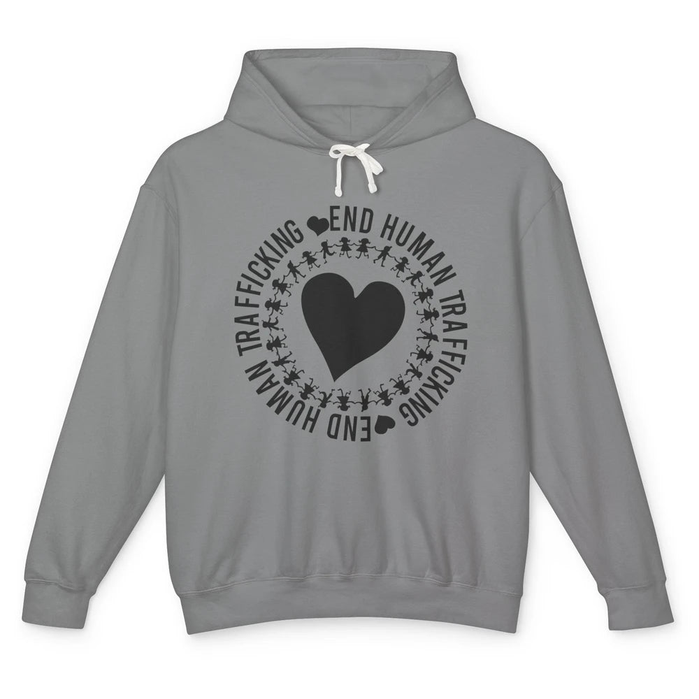 Save Our Children End Human Trafficking Awareness Heart Unisex Lightweight Hoodie