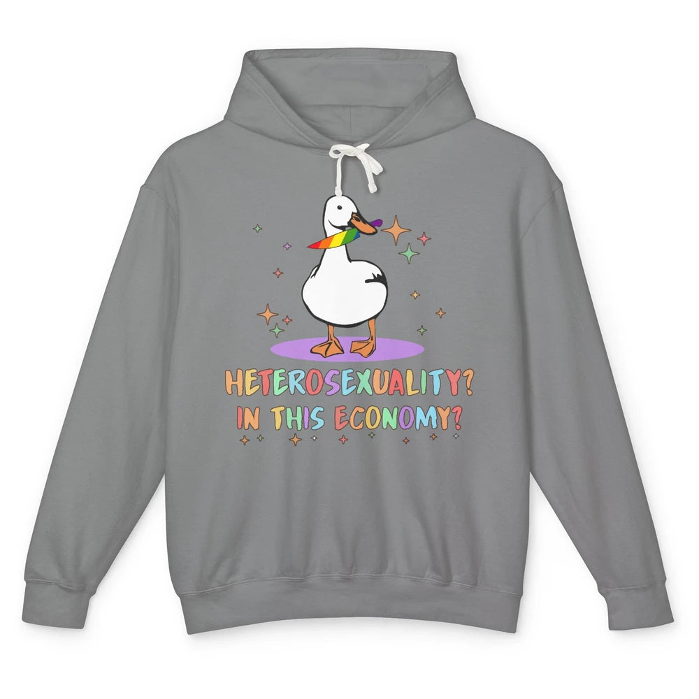 Heterosexuality In This Economy LGBT Goose Rainbow Gay Pride Unisex Lightweight Hoodie