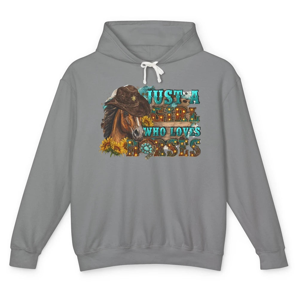 Floral Horse Mom Just A Girl Who Loves Horses Western Cowboy Unisex Lightweight Hoodie