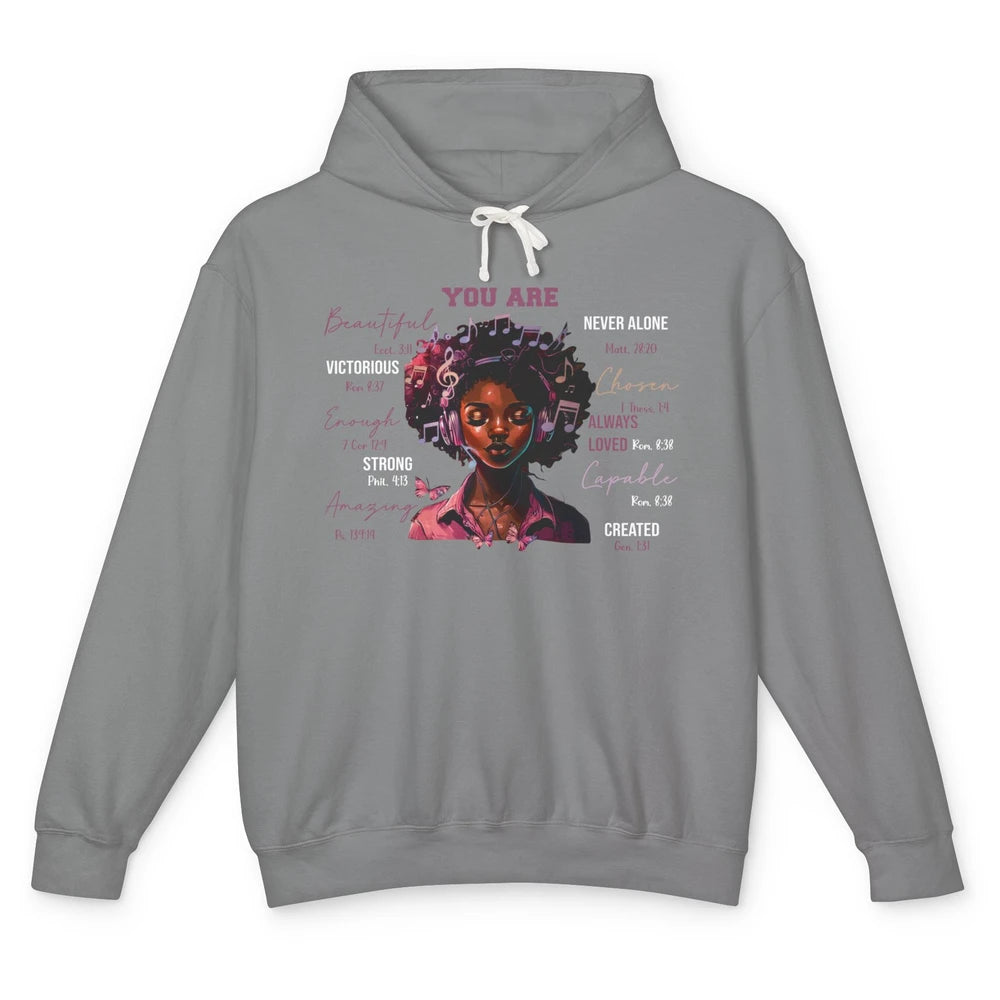 Black Girl Christian God Says I Am Bible Verse Religious Unisex Lightweight Hoodie