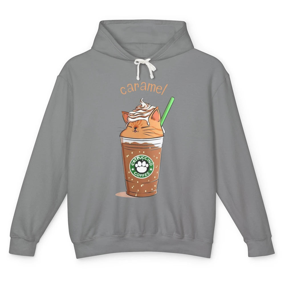 Cute Caramel Orange Cat Animals Pet Catpuccino Coffee Kitten Unisex Lightweight Hoodie