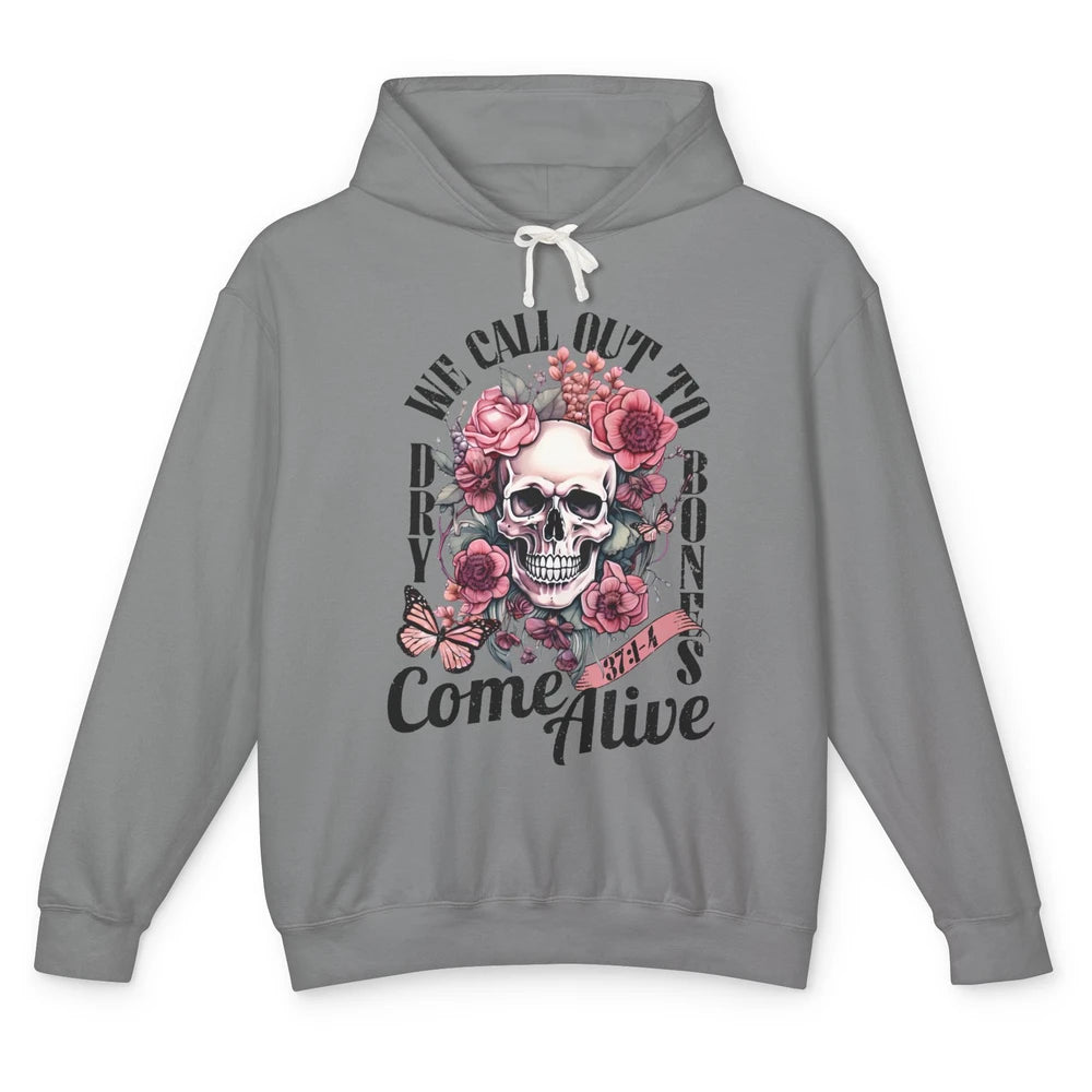 Floral Skull Dry Bones Come Alive Bible Christian Halloween Unisex Lightweight Hoodie