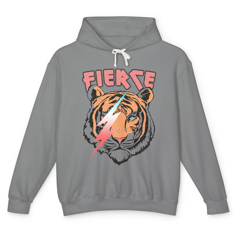 Retro Tiger Lightning Bolt Fierce Western Country Lighting Unisex Lightweight Hoodie