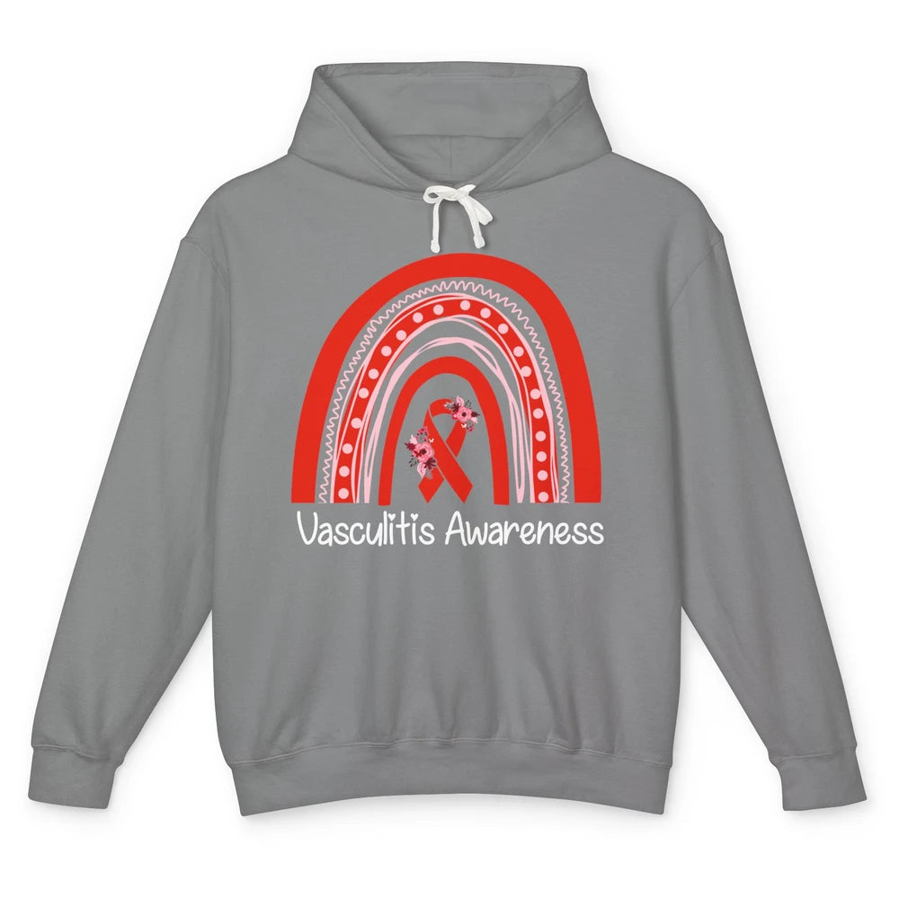 Vasculitis Awareness Red Ribbon Rainbow Blood Vessel Disease Unisex Lightweight Hoodie