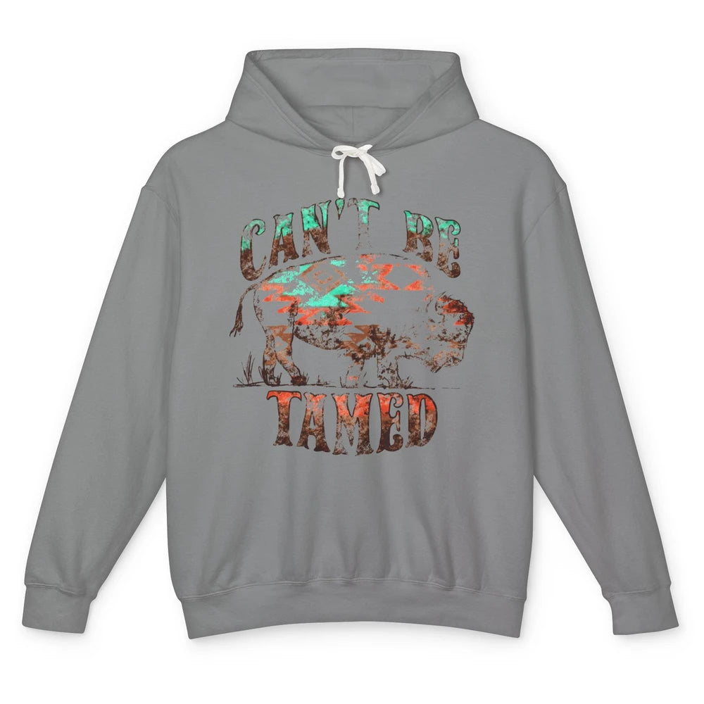 Retro Buffalo Aztec Can't Be Tamed Western Country Highland Unisex Lightweight Hoodie