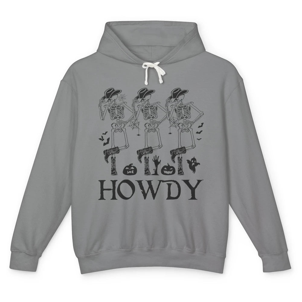 Halloween Skeleton Cowboy Howdy Pumpkin Western Cowgirl Gift Unisex Lightweight Hoodie