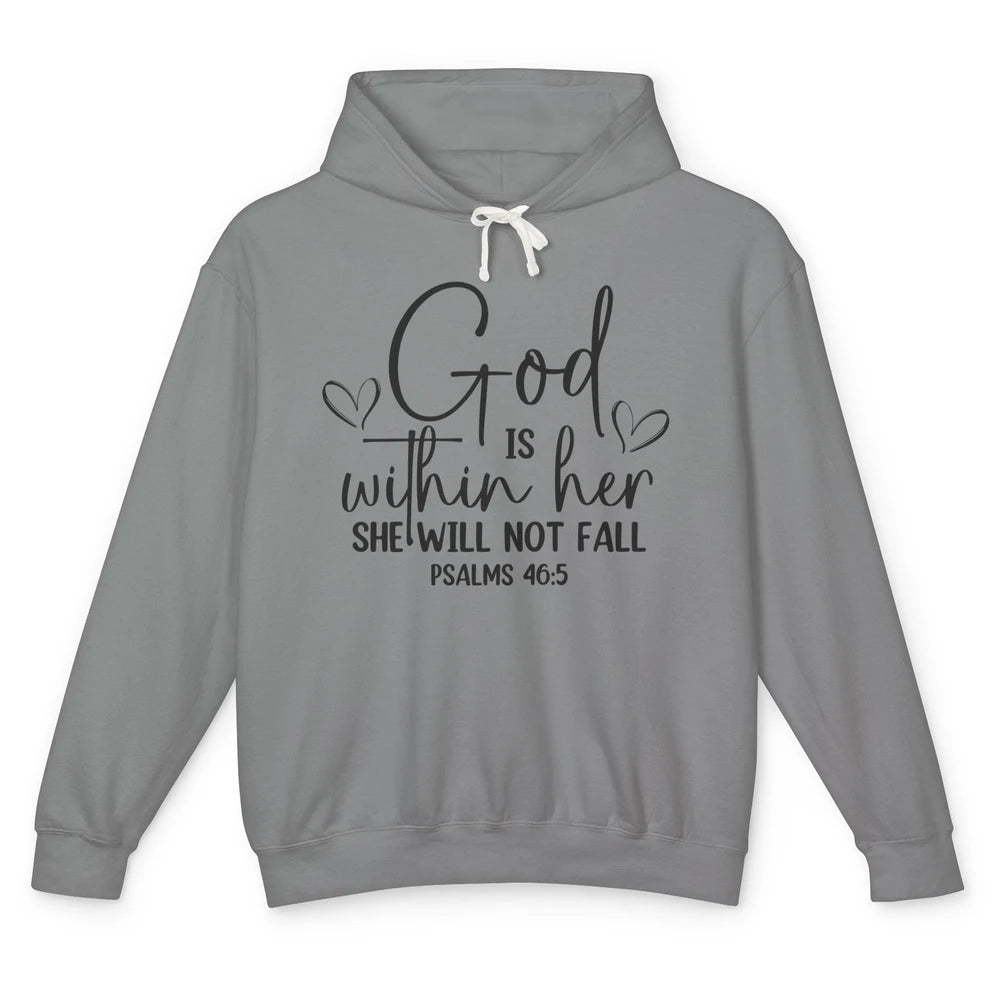 Christian God Is Within Her She Will Not Fall Bible Verse Unisex Lightweight Hoodie