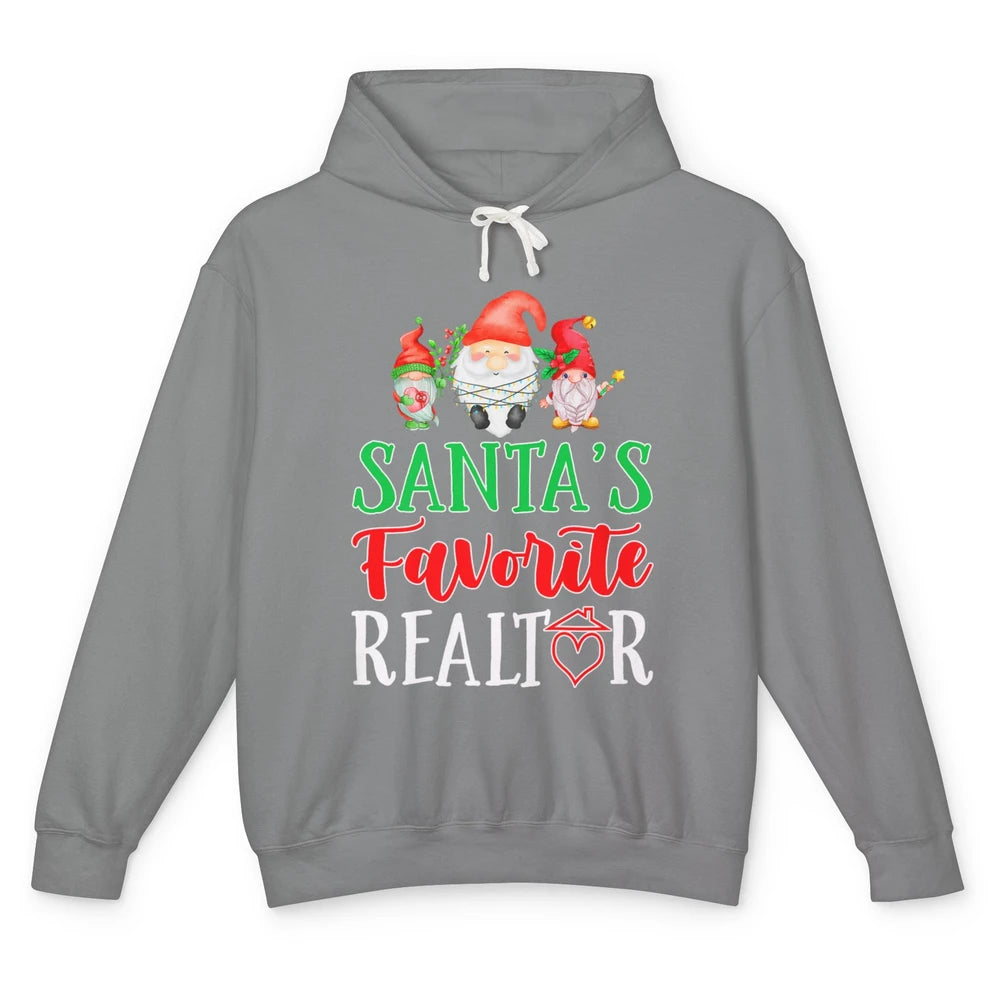 Christmas Xmas Gnomes Santa Favorite Realtor Real Estate Unisex Lightweight Hoodie