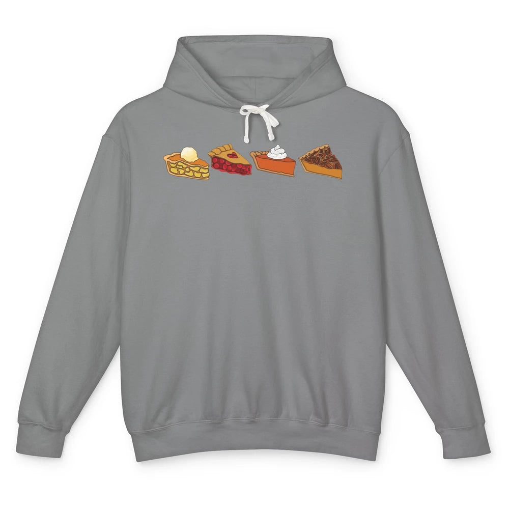 Retro Thanksgiving Pies Pumpkin Pie Pecan Pie Apple Pie Fall Unisex Lightweight Hoodie