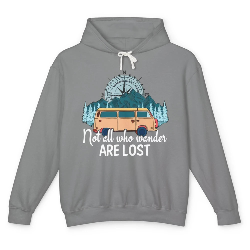 Vintage Compass Not All Who Wander Are Lost Camping Trailer Unisex Lightweight Hoodie