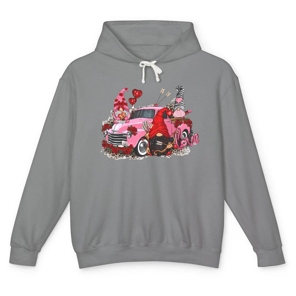 Pink Gnomes Truck Valentines Loads Of Love Western Valentine Unisex Lightweight Hoodie