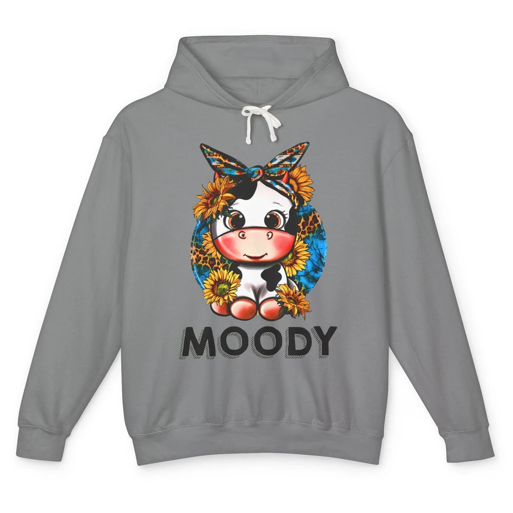 Sunflower Baby Cow Moody Highland Cow Heifer Western Cattle Unisex Lightweight Hoodie