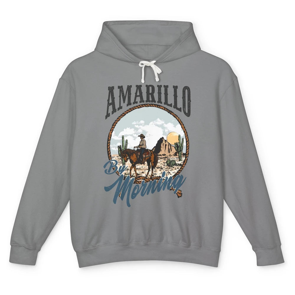 Retro Desert Cowboy Riding Horse Amarillo By Morning Western Unisex Lightweight Hoodie