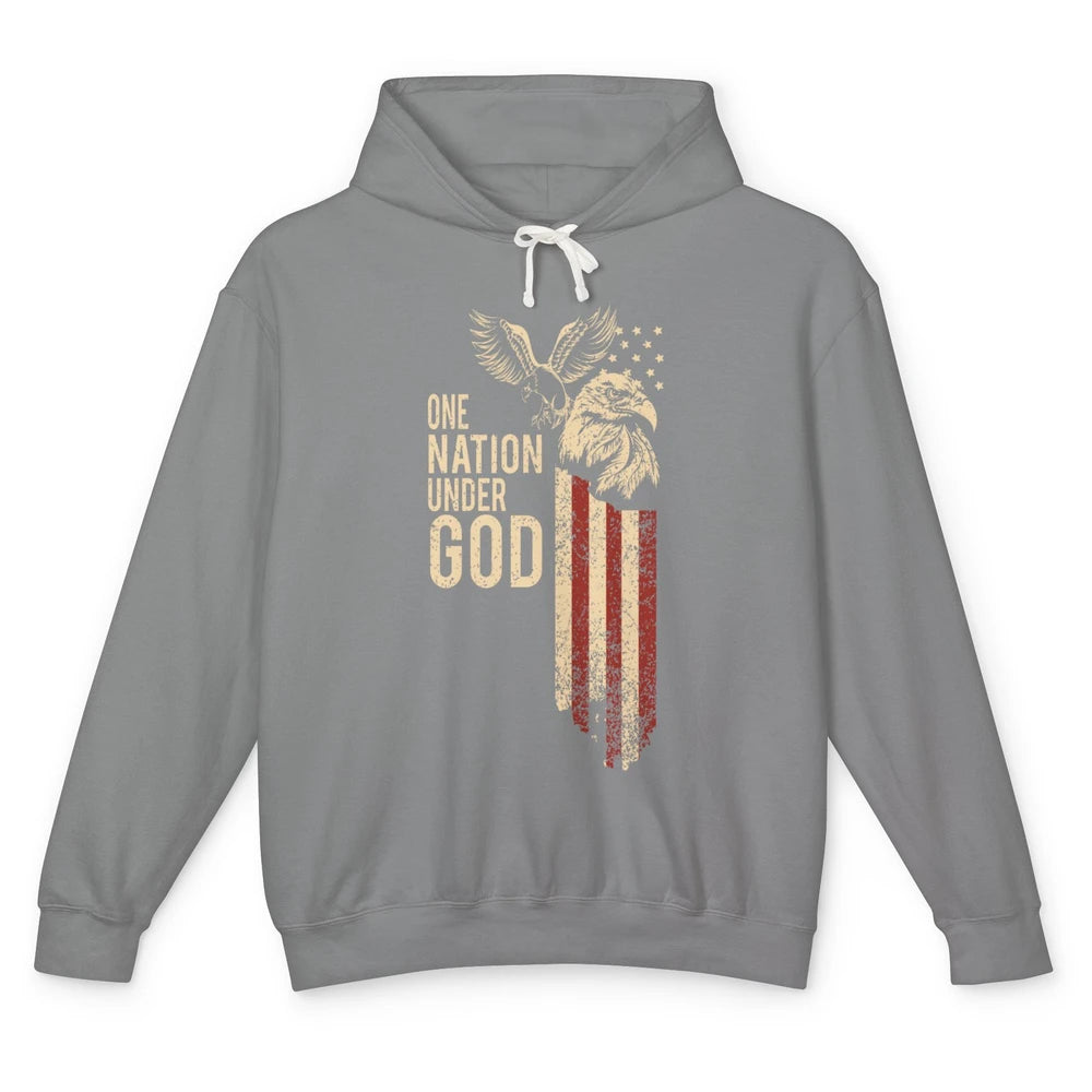 One Nation Under God Flag 4th Of July Independence Patriotic Unisex Lightweight Hoodie