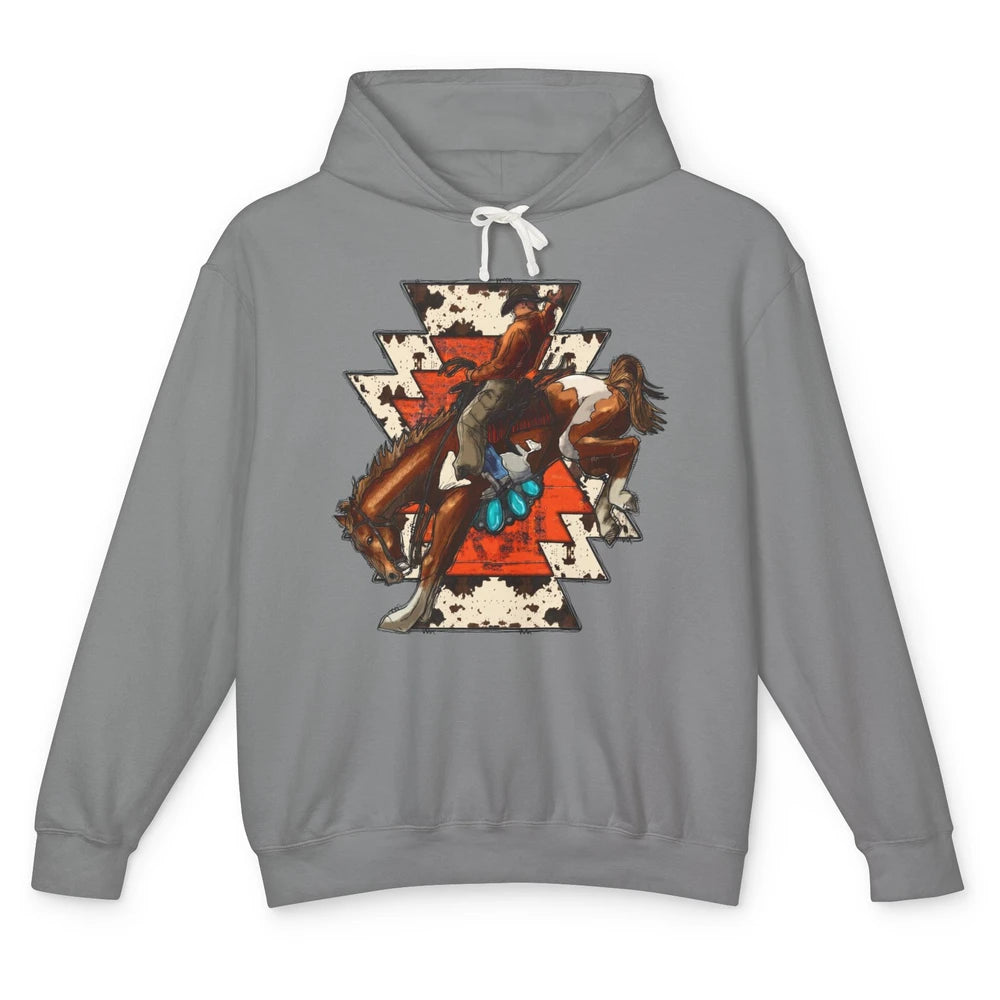 Aztec Cowhide Rodeo Hold Your Horses Cowboy Western Gemstone Unisex Lightweight Hoodie